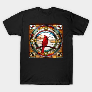 Autumn Cardinal Stained Glass T-Shirt